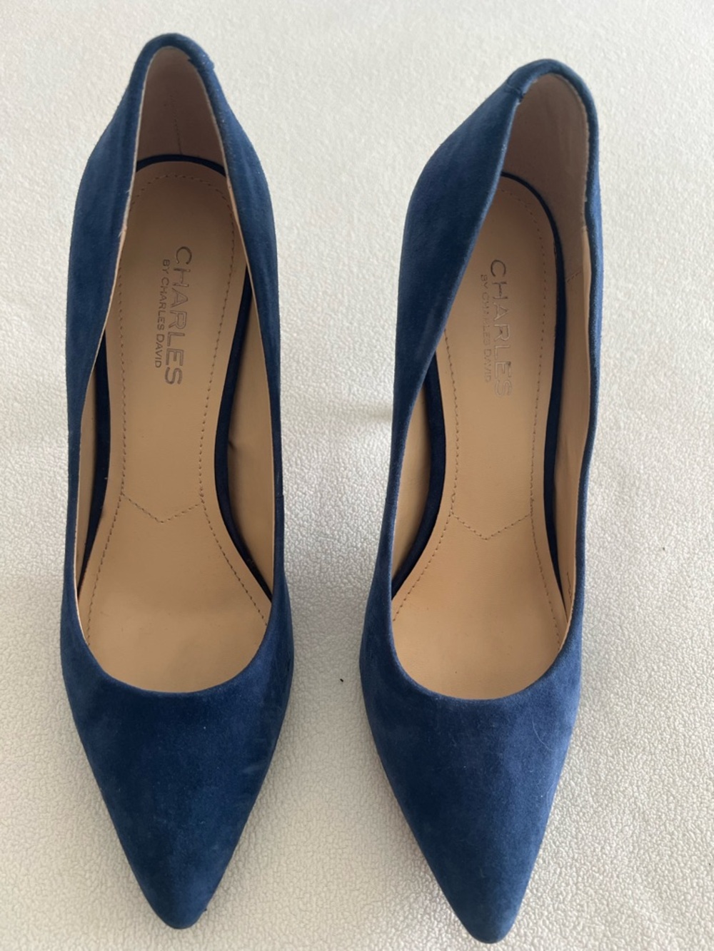 Charles By Charles David Navy Suede Pointed Toe Pumps